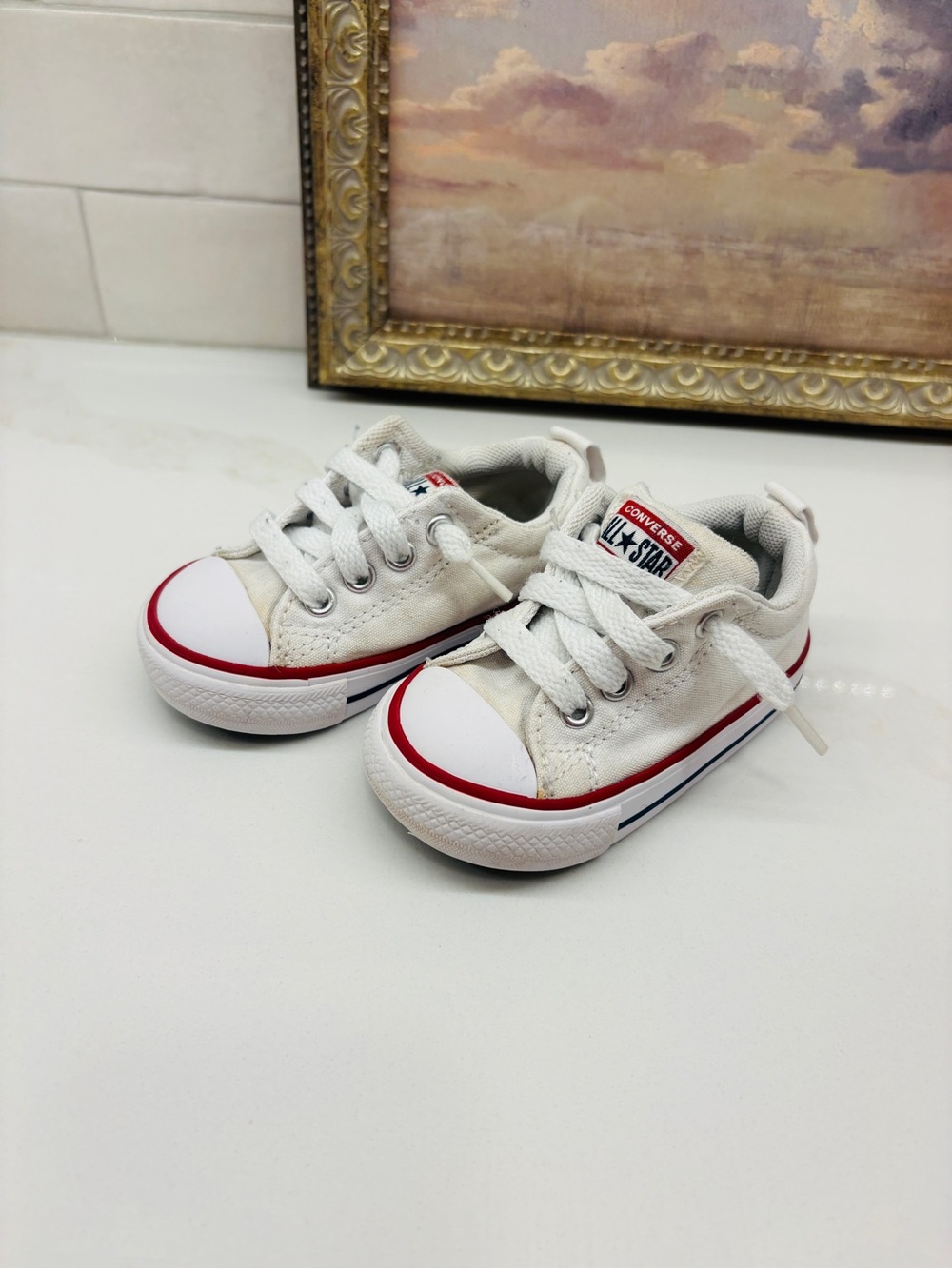Converse Kids' Chuck Taylor All Star Low Top Sneakers - White/Red Size C4